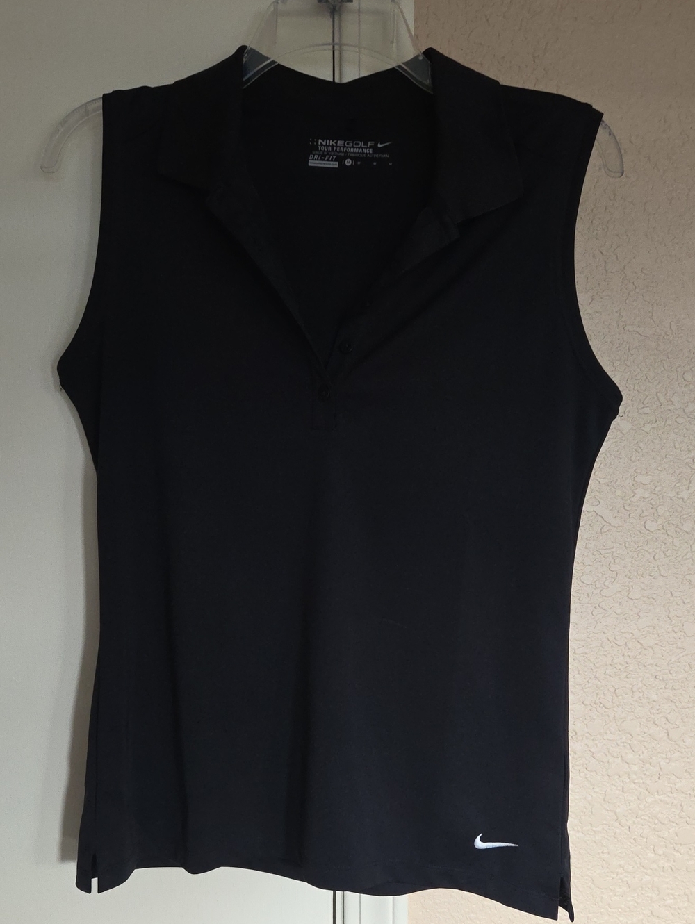 Nike Golf Black Dri-Fit Women's Sleeveless Golf Polo Tank with White Swoosh